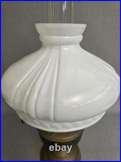 Antique Aladdin Model 12 Brass Oil Lamp Opaline Glass Shade Chimney England