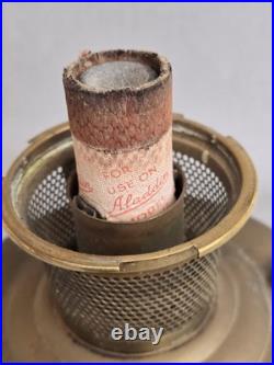 Antique Aladdin Model 12 Brass Oil Lamp Opaline Glass Shade Chimney England