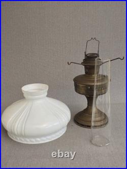 Antique Aladdin Model 12 Brass Oil Lamp Opaline Glass Shade Chimney England