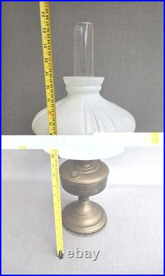 Antique Aladdin Model 12 Brass Oil Lamp Opaline Glass Shade Chimney England
