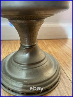 Antique Aladdin Model #12 Brass l Oil Lamp With Pink Quilted Diamond Shade