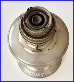 Antique Aladdin Model 12 Nickel Pedestal Oil Lamp Burner & Glass Chimney-Read