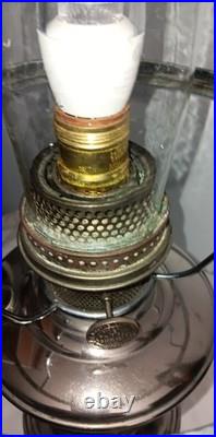 Antique Aladdin Model 12 Nickel Plated Lamp W Shade & Chimney Electrified