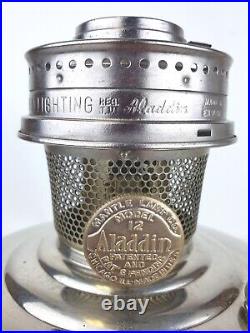 Antique Aladdin Model 12 Nickel Plated Oil Lamp Base withBurner Kerosene Nice Cond