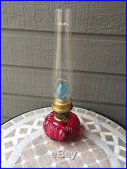 Antique Aladdin Model # 23 Ruby Red Oil Lamp With Ornate Base