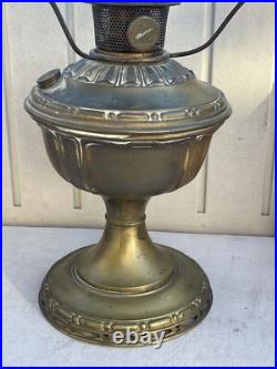 Antique Aladdin Model #7 Table Lamp With Original Blue Shade. Kerosene Oil Lamp