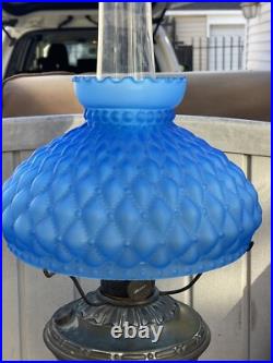 Antique Aladdin Model #7 Table Lamp With Original Blue Shade. Kerosene Oil Lamp