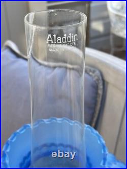 Antique Aladdin Model #7 Table Lamp With Original Blue Shade. Kerosene Oil Lamp