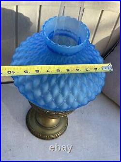 Antique Aladdin Model #7 Table Lamp With Original Blue Shade. Kerosene Oil Lamp
