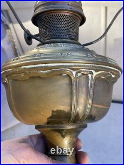 Antique Aladdin Model #7 Table Lamp With Original Blue Shade. Kerosene Oil Lamp
