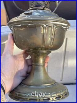 Antique Aladdin Model #7 Table Lamp With Original Blue Shade. Kerosene Oil Lamp
