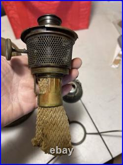 Antique Aladdin Model #7 Table Lamp With Original Blue Shade. Kerosene Oil Lamp