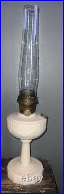 Antique Aladdin Model A Tall Lincoln Drape White Milk glass Oil Lamp Original