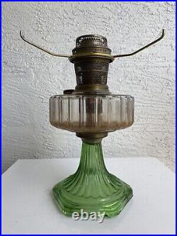 Antique Aladdin Model B Corinthian Green Uranium Base Kerosene Lamp, Oil Lamp