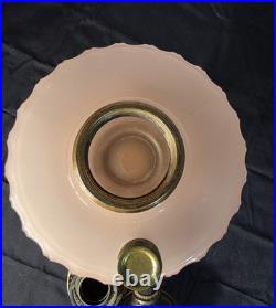 Antique Aladdin Model B Corinthian kerosene lamp in rose moonstone glass