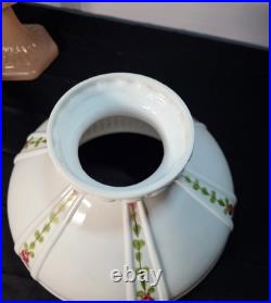 Antique Aladdin Model B Corinthian kerosene lamp in rose moonstone glass