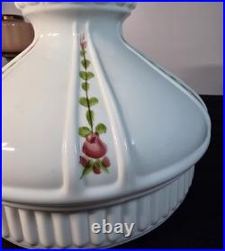 Antique Aladdin Model B Corinthian kerosene lamp in rose moonstone glass