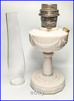 Antique Aladdin Model B Lincoln Drape Alacite Oil Lamp, Approx 25 Tall, w Glass