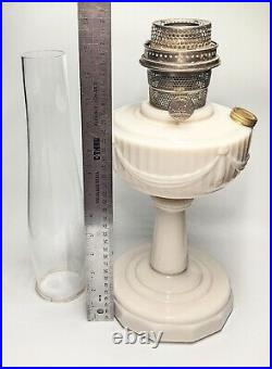 Antique Aladdin Model B Lincoln Drape Alacite Oil Lamp, Approx 25 Tall, w Glass