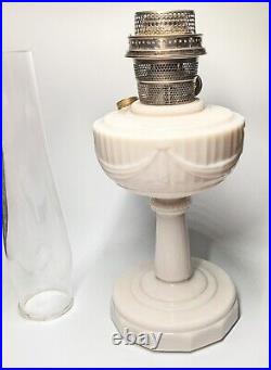 Antique Aladdin Model B Lincoln Drape Alacite Oil Lamp, Approx 25 Tall, w Glass