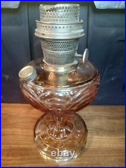 Antique Aladdin Model B Nu Type Washington Drape Amber Glass Oil Lamp