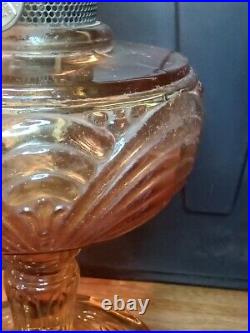 Antique Aladdin Model B Nu Type Washington Drape Amber Glass Oil Lamp