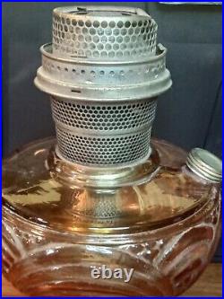 Antique Aladdin Model B Nu Type Washington Drape Amber Glass Oil Lamp