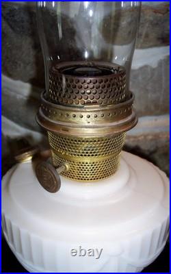 Antique Aladdin Model B Tall Lincoln Drape Clambroth Glass Oil Lamp Original