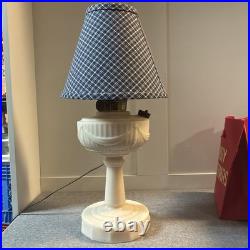 Antique Aladdin Model B Tall Lincoln Drape White Milk glass Oil Lamp Original