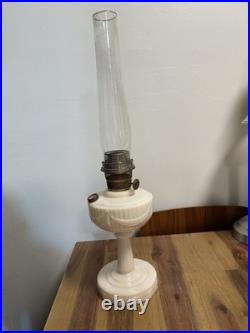 Antique Aladdin Model B Tall Lincoln Drape White Milk glass Oil Lamp Original