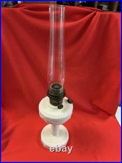 Antique Aladdin Model B Tall Lincoln Drape White Milk glass Oil Lamp Original