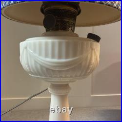 Antique Aladdin Model B Tall Lincoln Drape White Milk glass Oil Lamp Original