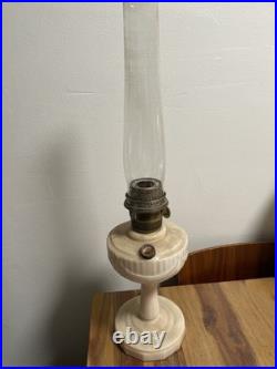 Antique Aladdin Model B Tall Lincoln Drape White Milk glass Oil Lamp Original
