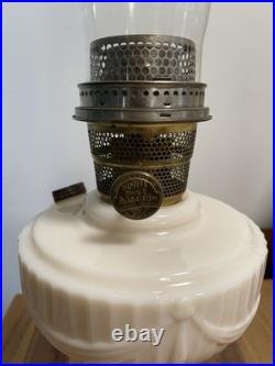 Antique Aladdin Model B Tall Lincoln Drape White Milk glass Oil Lamp Original