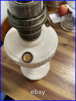 Antique Aladdin Model B Tall Lincoln Drape White Milk glass Oil Lamp Original