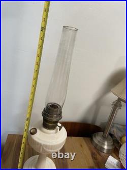 Antique Aladdin Model B Tall Lincoln Drape White Milk glass Oil Lamp Original