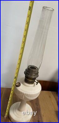 Antique Aladdin Model B Tall Lincoln Drape White Milk glass Oil Lamp Original