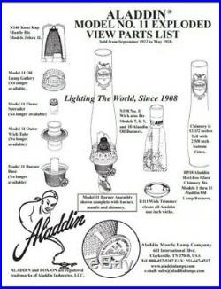 Antique Aladdin Model No. 11 Kerosene Oil Lantern Lamp with Nickel Plated Base
