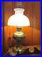 Antique Aladdin Model No. 5 Brass Lamp Electrified Milk Glass Shade Chimney