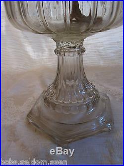 Antique Aladdin New Type Model B Clear Glass Cathedral Oil Kerosene Table Lamp