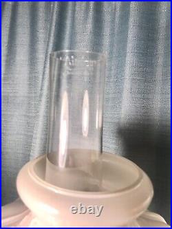 Antique Aladdin Nickel Silver Model No 9 Oil Lamp w Glass Shade Chimney