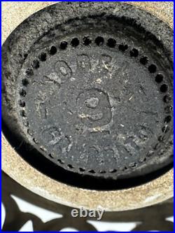 Antique Aladdin Nickel Silver Model No 9 Oil Lamp w Glass Shade Chimney