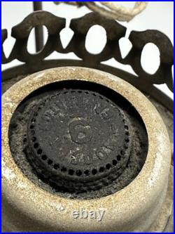 Antique Aladdin Nickel Silver Model No 9 Oil Lamp w Glass Shade Chimney