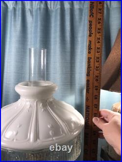 Antique Aladdin Nickel Silver Model No 9 Oil Lamp w Glass Shade Chimney