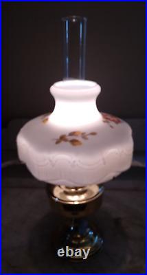 Antique Aladdin No. 12 Oil Electric Table Lamp Hand Painted Art Glass Shade