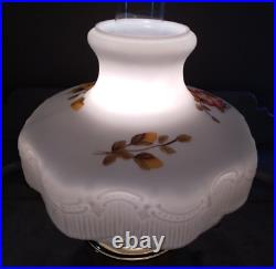 Antique Aladdin No. 12 Oil Electric Table Lamp Hand Painted Art Glass Shade