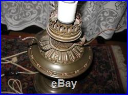 Antique Aladdin No 8 BrassTable Lamp No 401 White Satin Shade Electrified