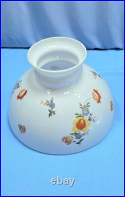 Antique Aladdin No 9 Brass Oil Lamp Hurricane White Milk Glass Flower Shade 23.5