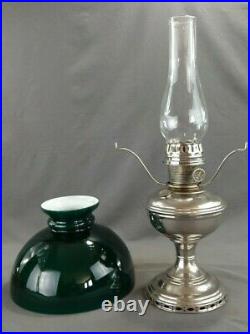 Antique Aladdin No 9 Nickel Plated Oil Kerosene Lamp Cased Green Student Shade