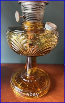 Antique Aladdin Nu-Type MODEL B 55 Amber Glass Washington Drape Oil Lamp
